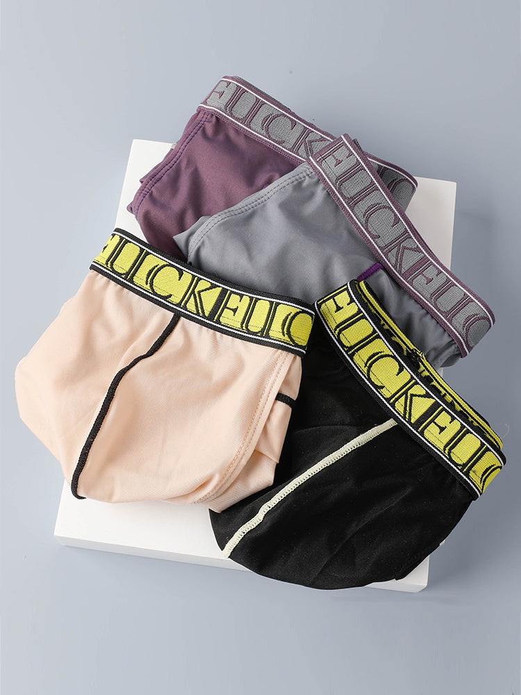 2 Pack Men's Ice-Silk Stretch Sports Briefs with 3D Pouch