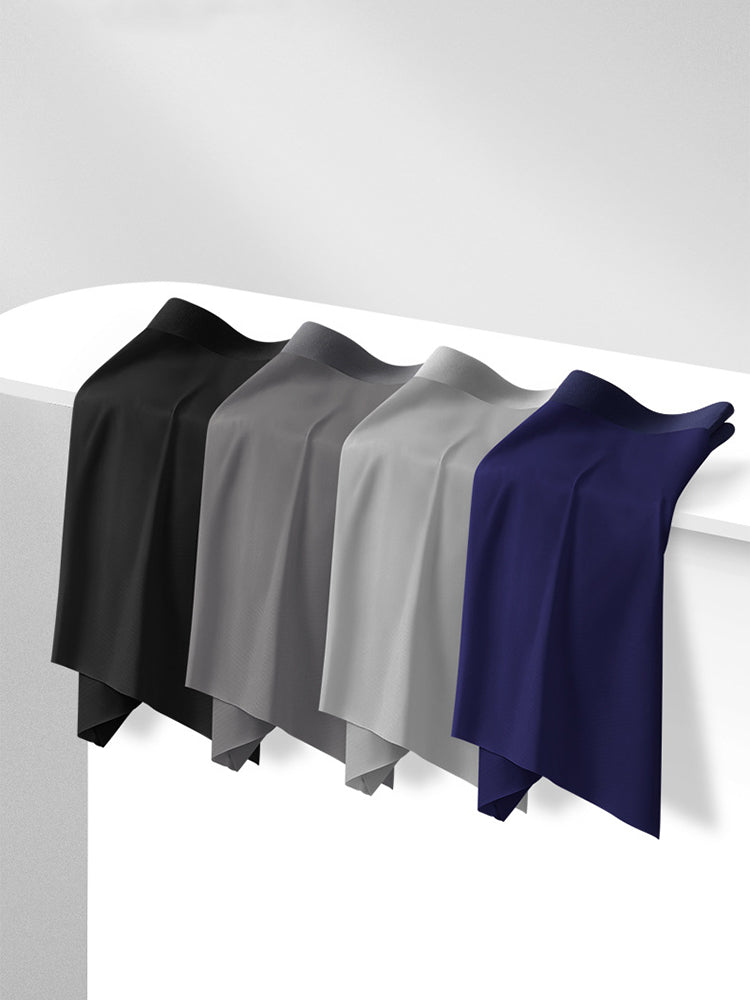 2 Pack Men's Ice Silk Anti-Chafing Quick-Dry Seamless Midway Briefs