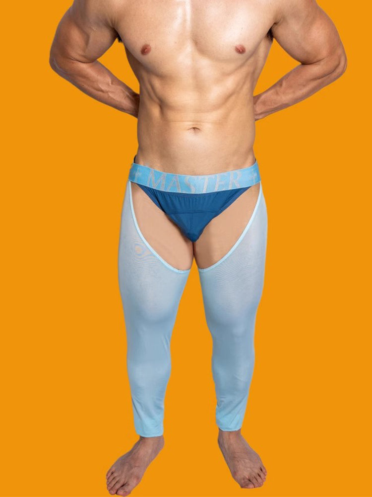 Men's Low-Waist Sexy Hollow Silk-Smooth Semi-Transparent Thermal Pants