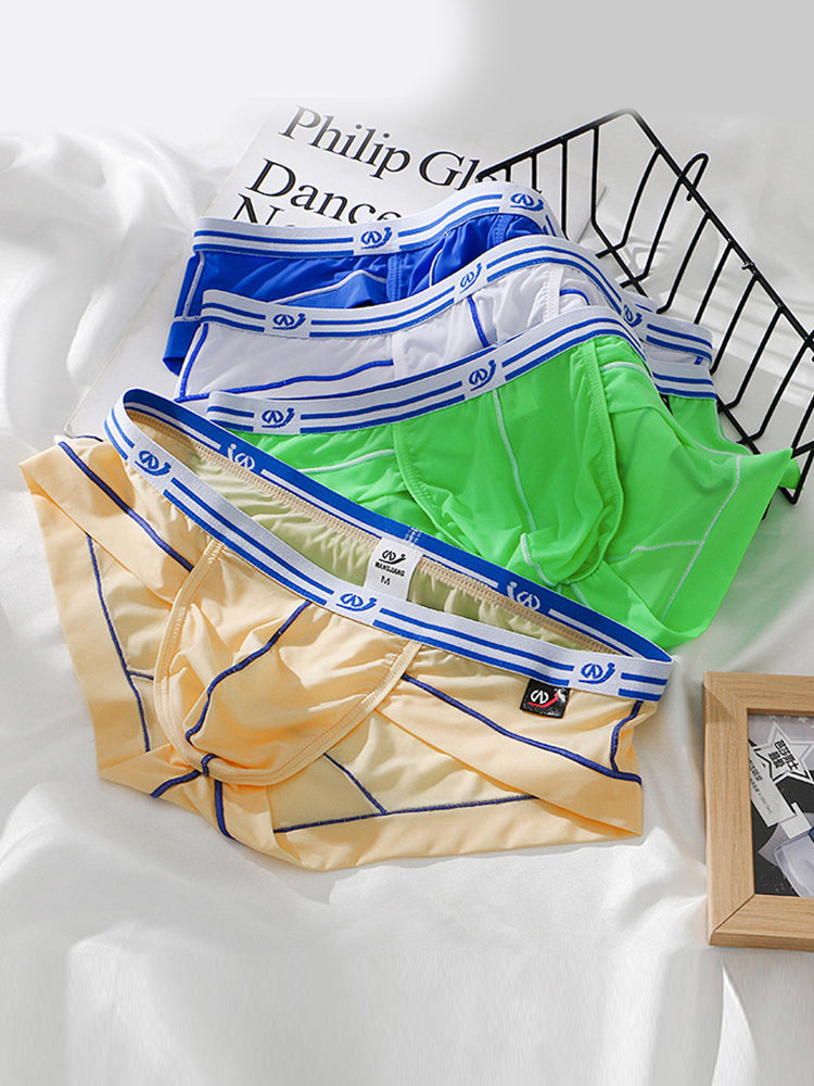 3 Pack Sexy Fashion Ice Silk Solid Color Men's Briefs