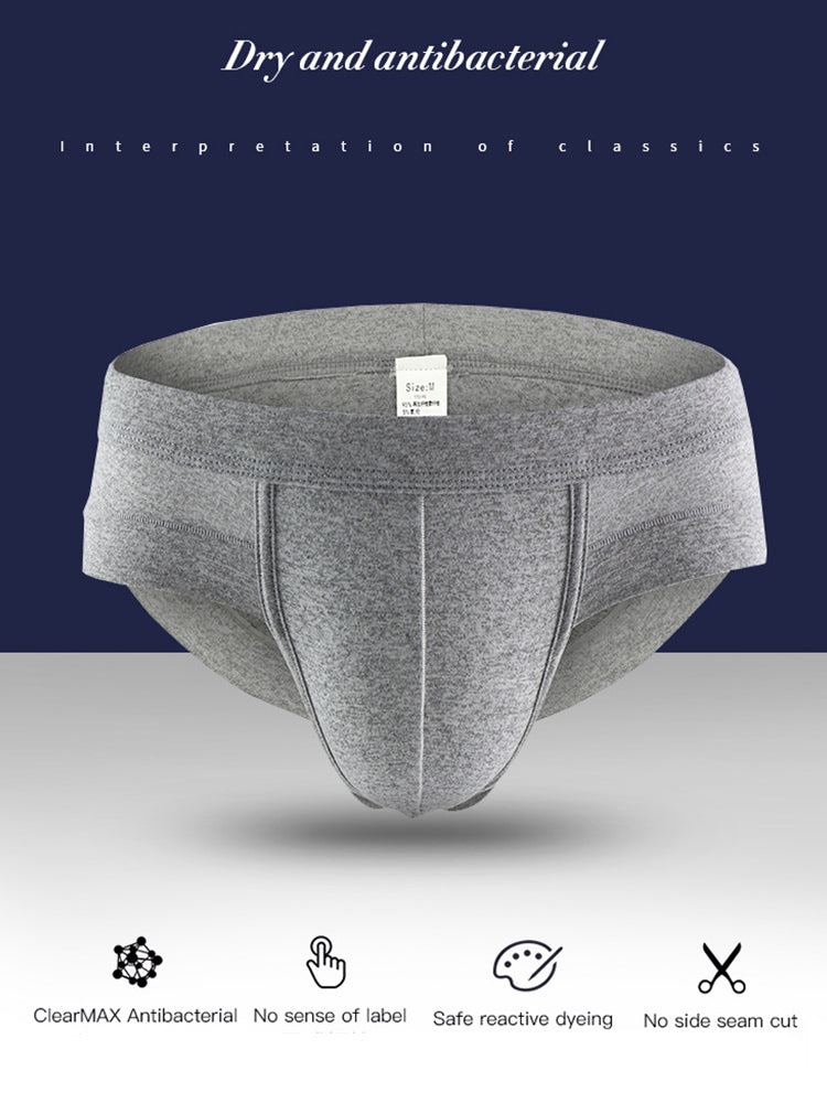 4 Pack Men's Solid Breathable Anti-Pinch Briefs