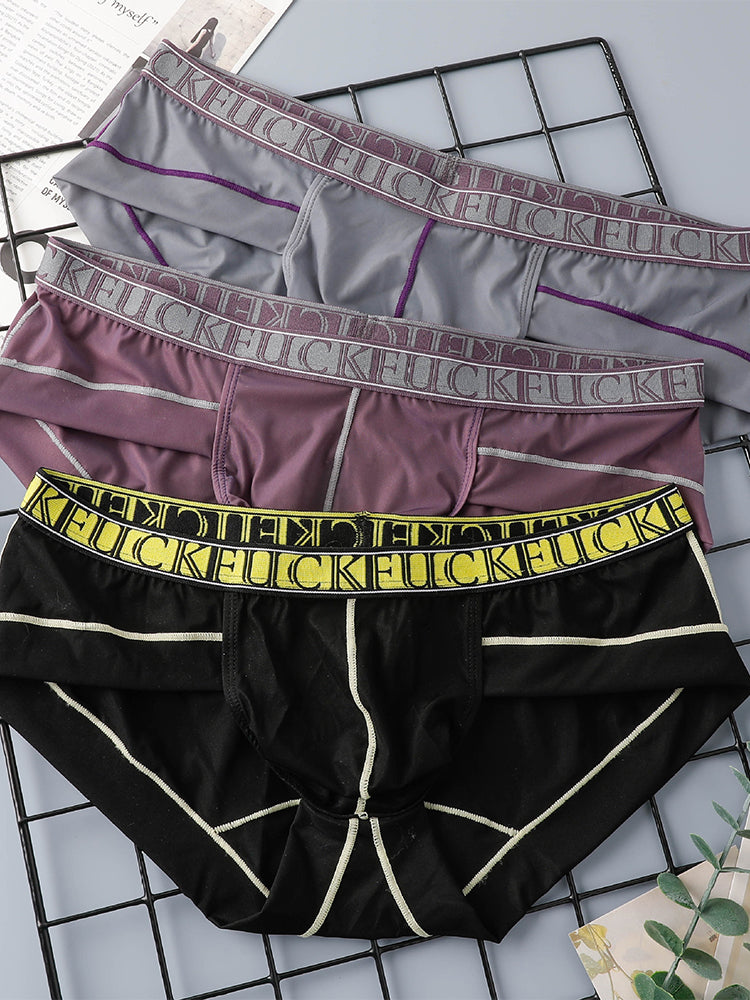 2 Pack Men's Ice-Silk Stretch Sports Briefs with 3D Pouch