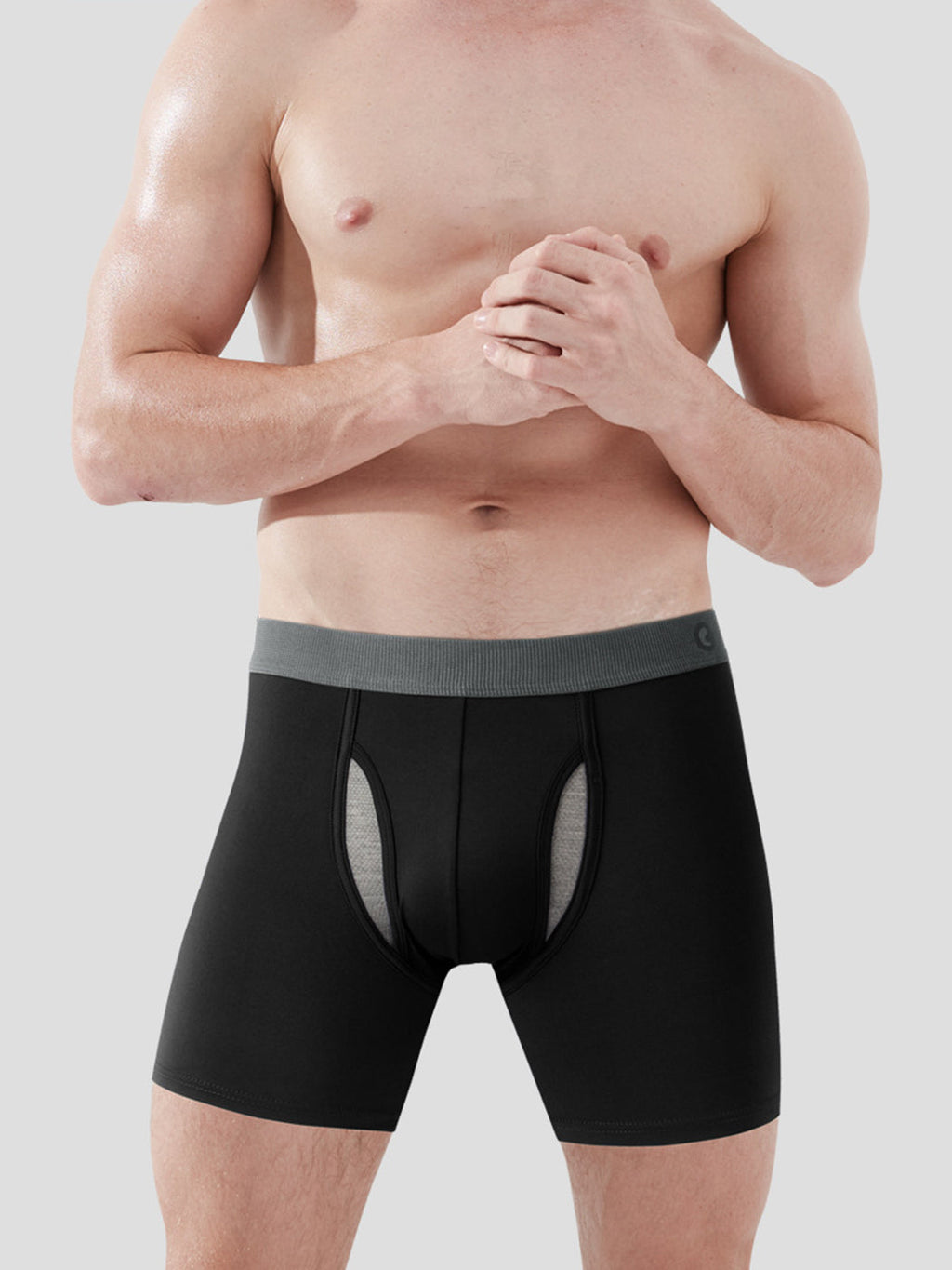 Breathable Sports Boxer Briefs with Open Fly
