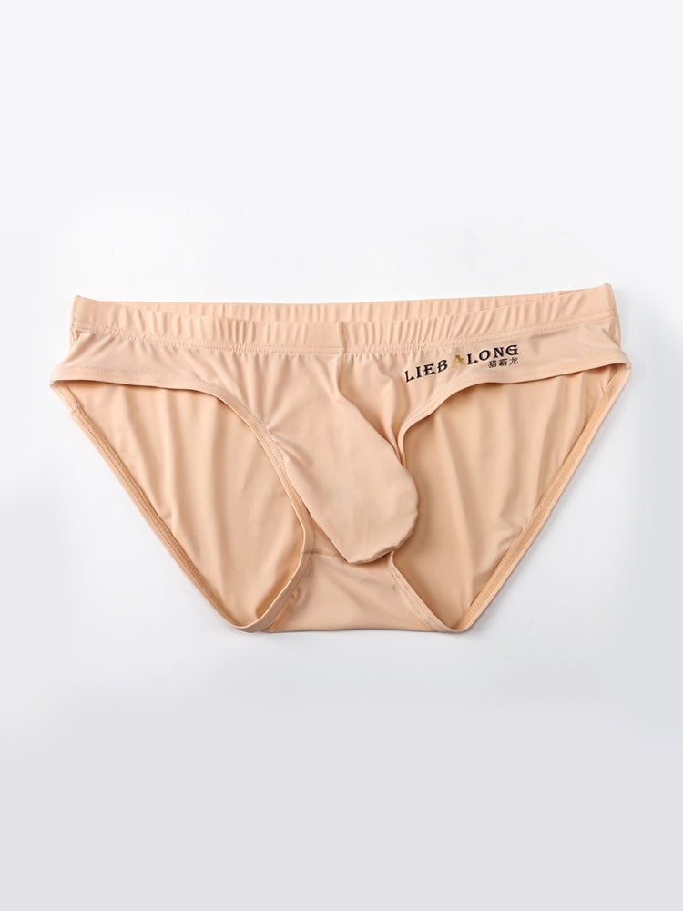 3 Packs of Men's Ice Silk Seamless Convex Pouch Briefs