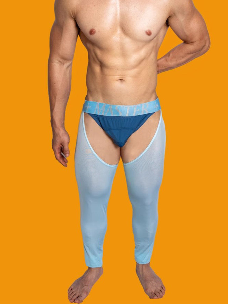 Men's Low-Waist Sexy Hollow Silk-Smooth Semi-Transparent Thermal Pants