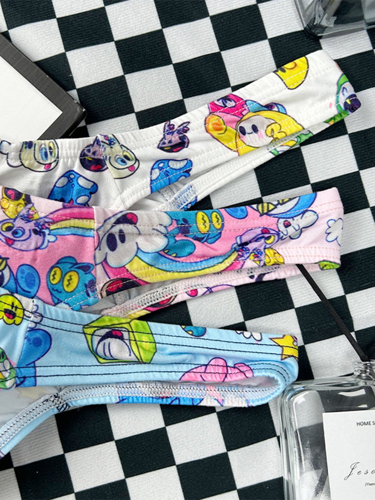 2 Pack Men's Low-Rise Sexy Print Thong