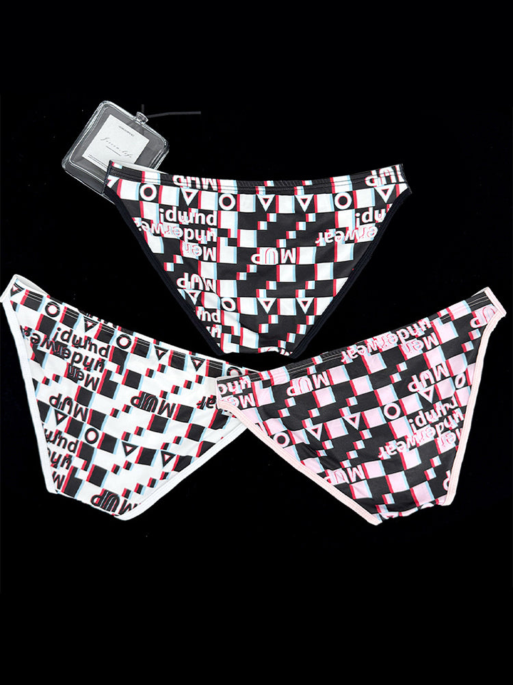 2 Pack Men's Breathable Alphabet-Print Expanded Pouch Briefs