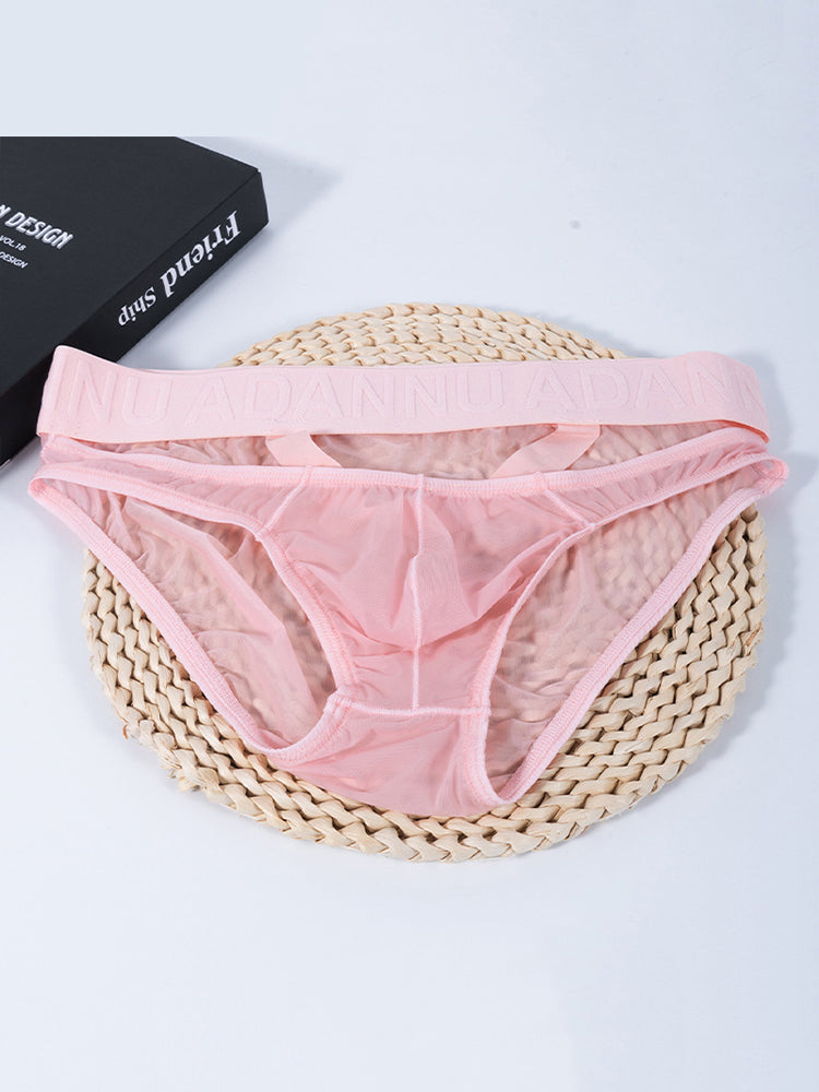 2 Pack Men's Stretch Solid Color Sexy Crotch Single-Layer Briefs