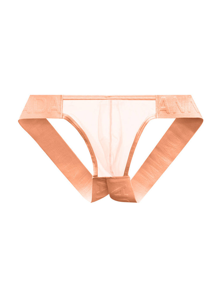 2 Pack Men's Sheer No-Waistband Jockstrap with Textured Pattern