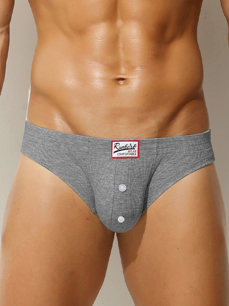 2 Pack Men's Premium Comfortable Fabric Low-Rise U-Shaped Button Fly Briefs
