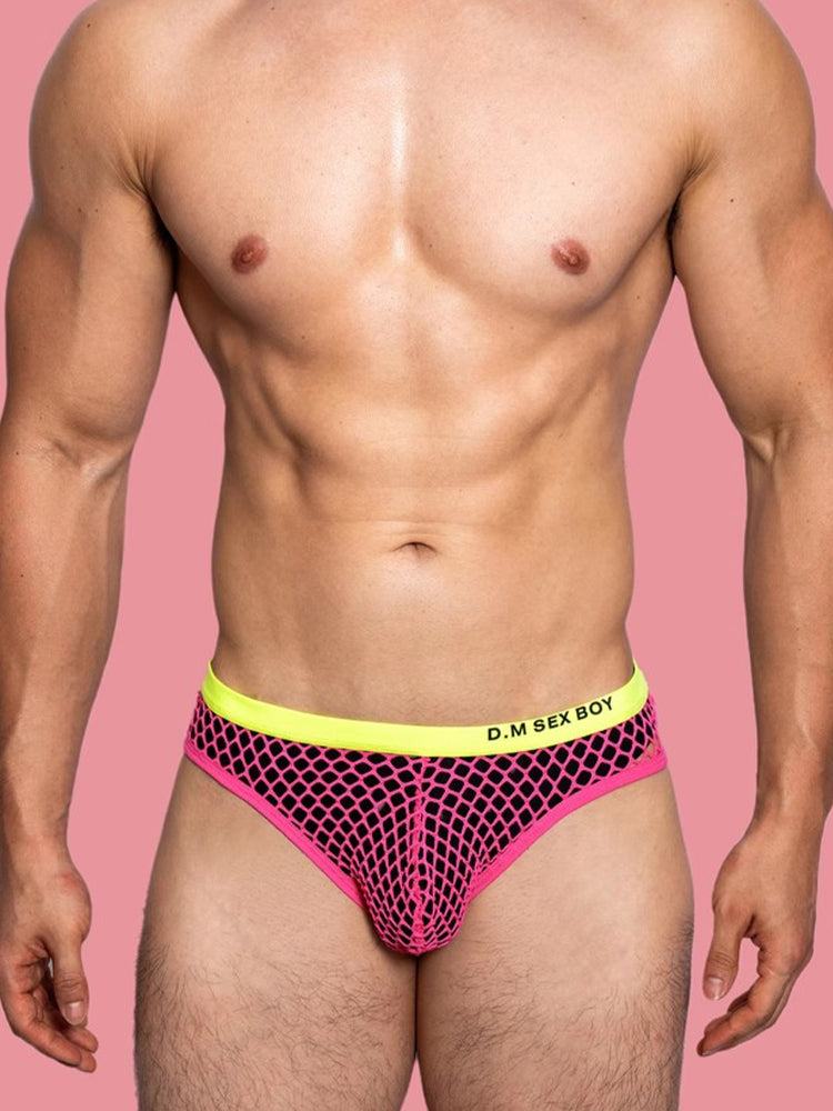 3 Pack Men's Low-Waist Sexy Big Mesh Breathable Transparent Sports Briefs