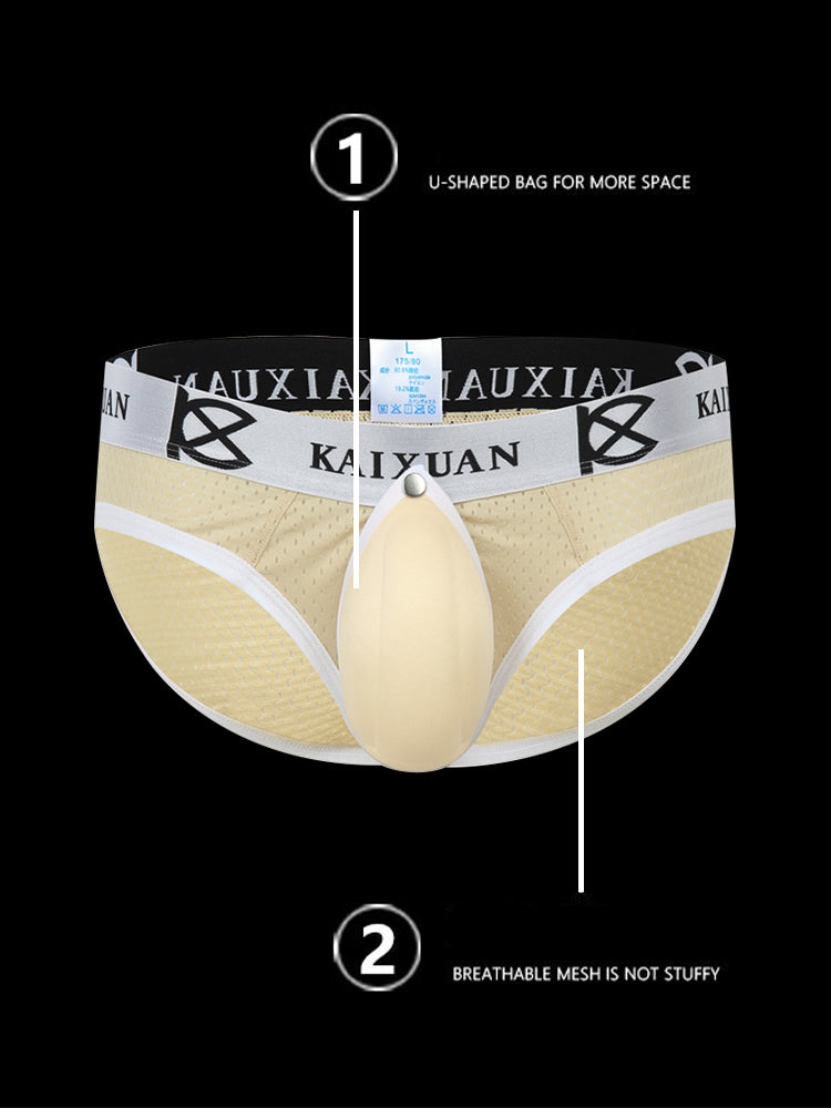 2 Pack Men's Sexy Mesh Front Opening Sponge Coaster Briefs