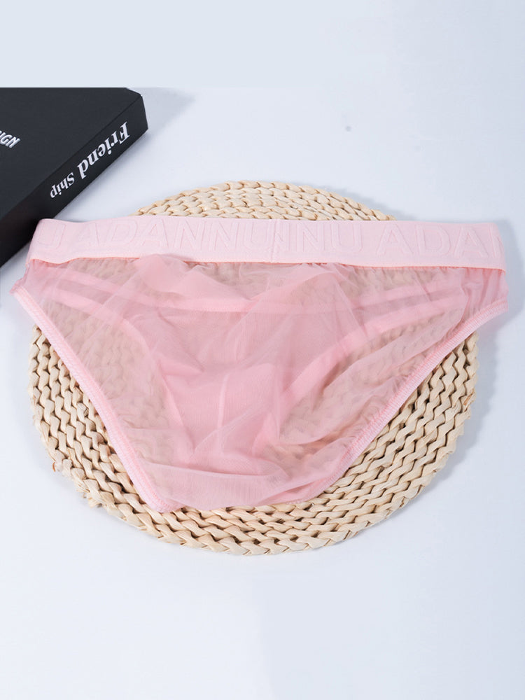 2 Pack Men's Stretch Solid Color Sexy Crotch Single-Layer Briefs