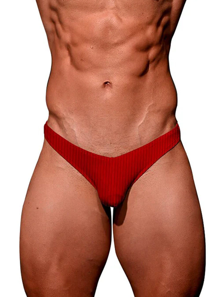 2-pack Men's Ribbed Low-rise Solid Color Thong