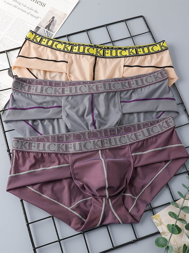 2 Pack Men's Ice-Silk Stretch Sports Briefs with 3D Pouch