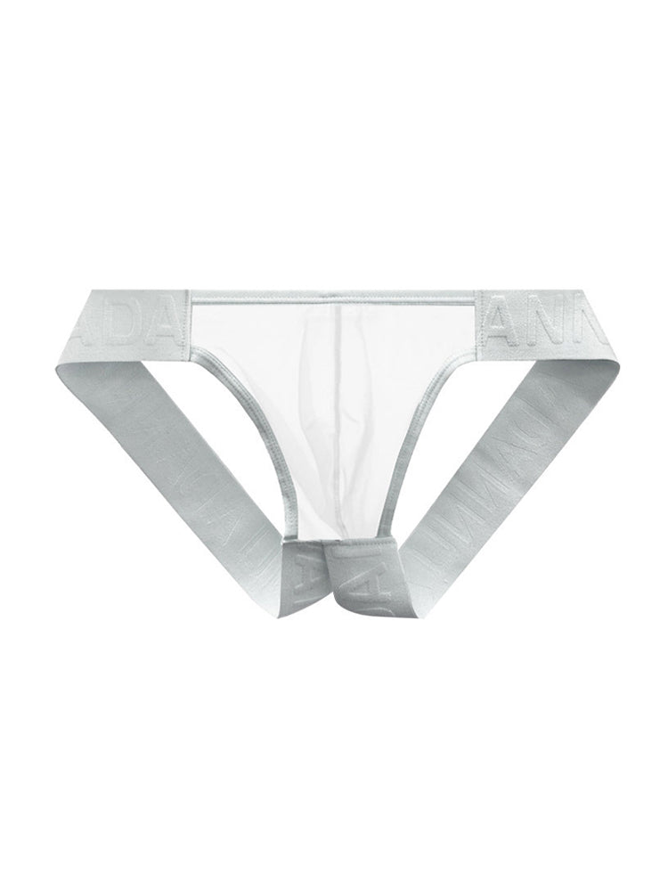 2 Pack Men's Sheer No-Waistband Jockstrap with Textured Pattern