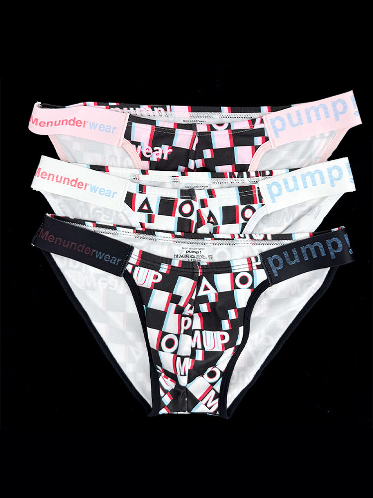 2 Pack Men's Breathable Alphabet-Print Expanded Pouch Briefs