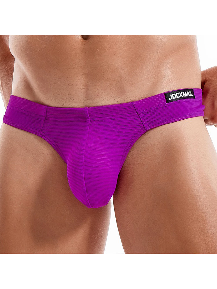 Men's Simple Breathable Mesh Pouch Thong & Strings