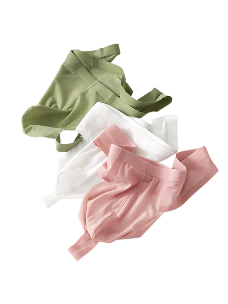 3 Pack Men's Solid Color Seamless Comfort Quick-Dry Breathable Thongs