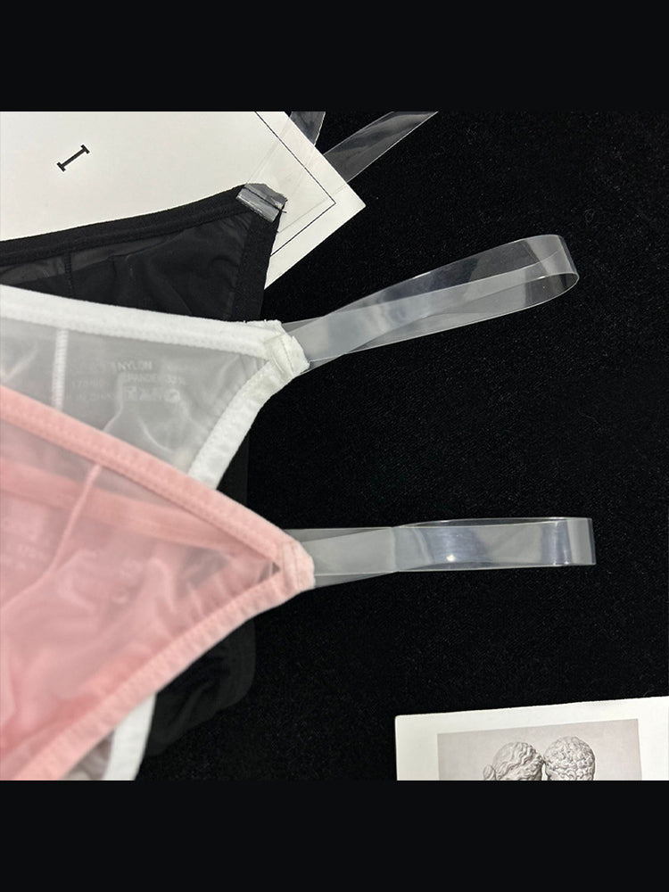 2 Pack Men's Sexy Seamless Semi-Transparent Thong & Strings