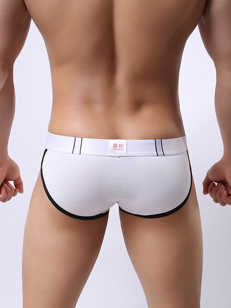 Zipper Belt Printed Cotton Pouch Briefs