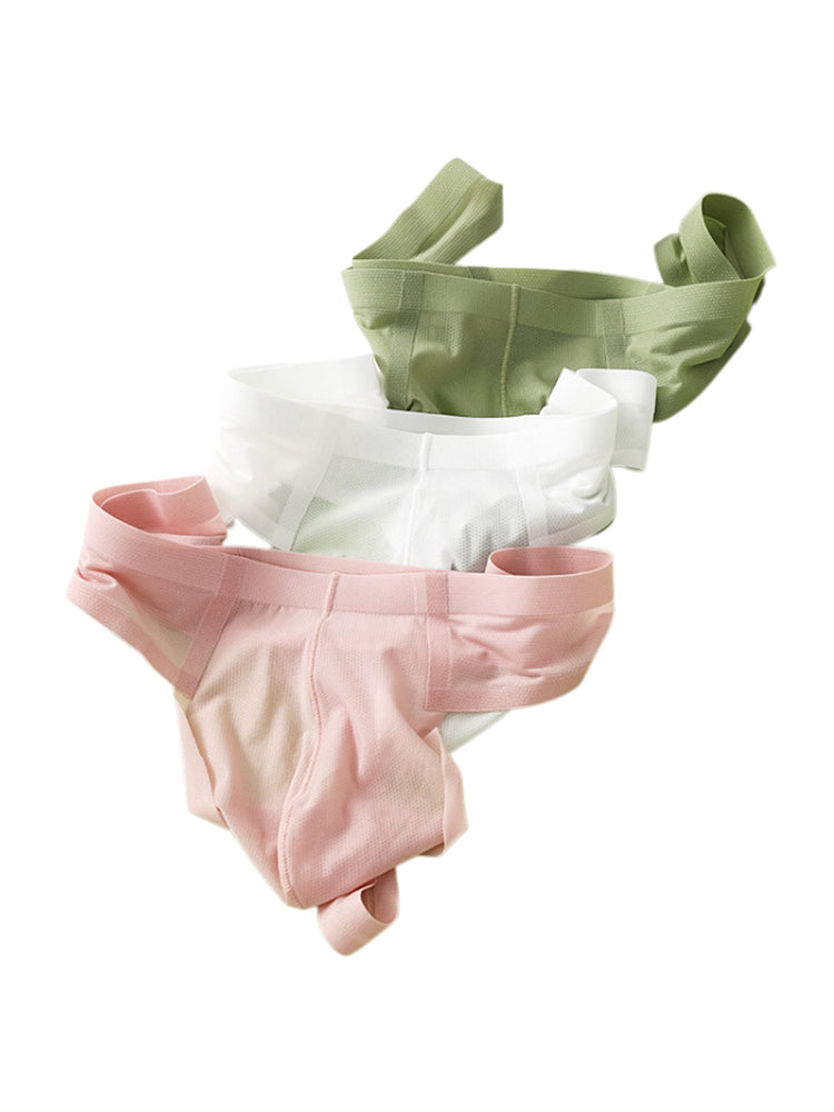 3 Pack Men's Solid Color Seamless Comfort Quick-Dry Breathable Thongs