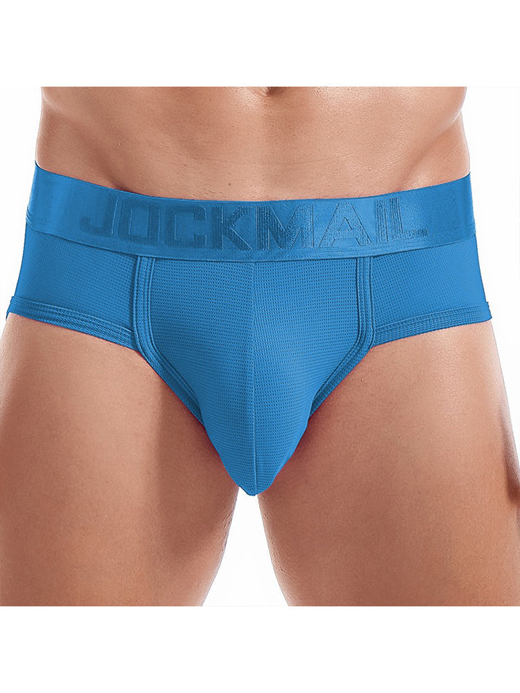 Men's Solid Color Mesh Breathable Sports Fitness Briefs