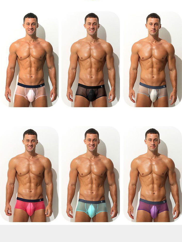 Men's Transparent Sexy Ice Silk Seamless Boxer Briefs