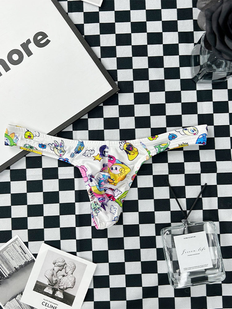 2 Pack Men's Low-Rise Sexy Print Thong