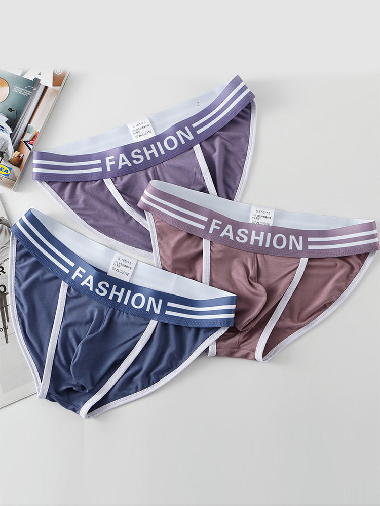 3 Pack Men's High-Cut Sexy Comfortable U-Convex Breathable Briefs