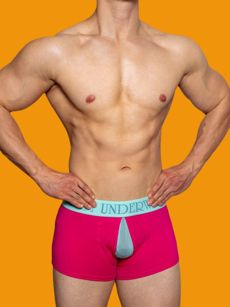 2 Pack Men's Mesh Transparent Open-Cut Cotton Mesh Trunks