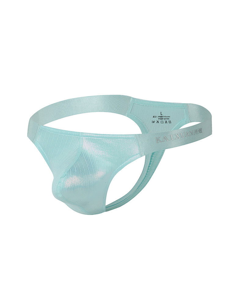 3 Pack Men's Low Waist Transparent Sexy Large Pouch Ice Silk Thong