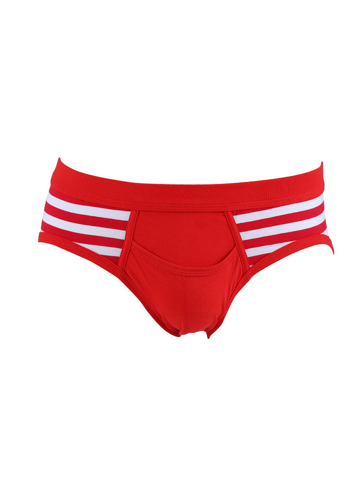 3 Pack Men's Mid-Rise Cotton Striped Briefs