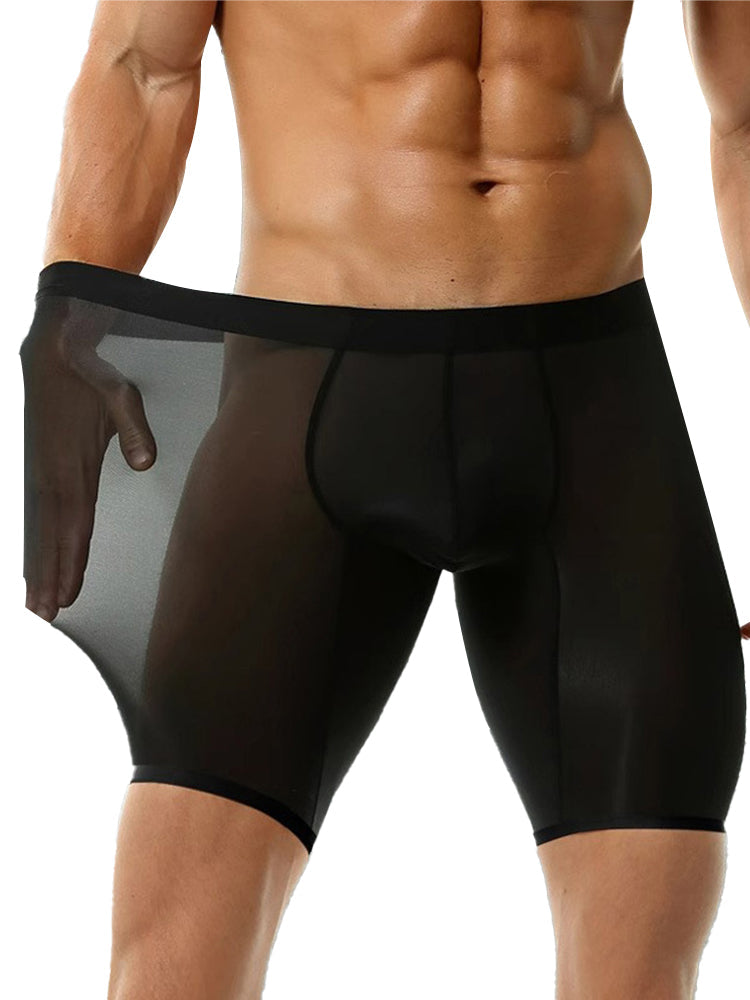 3 Pack Men's Ice Silk Athletic Long Boxer Briefs