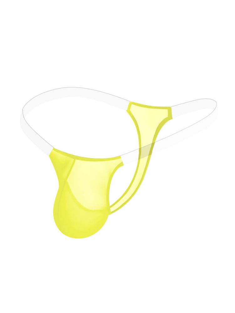 2 Pack Men's Sexy Seamless Semi-Transparent Thong & Strings