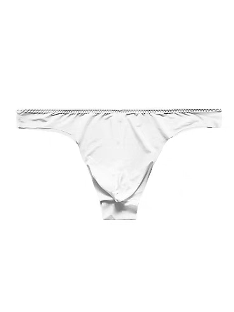 4 Pack Men's Seamless Ice Silk Sports Sexy Solid Color Thong & Strings