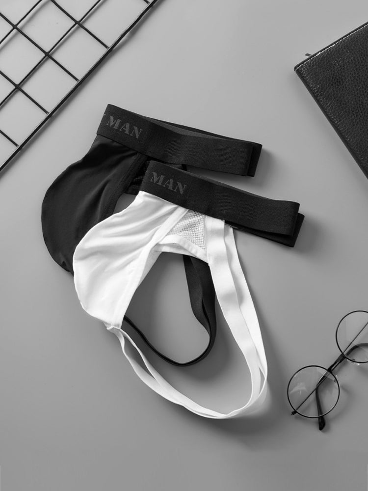 2 Pack Men's Low-Rise Ice Silk Breathable Mesh Jockstrap