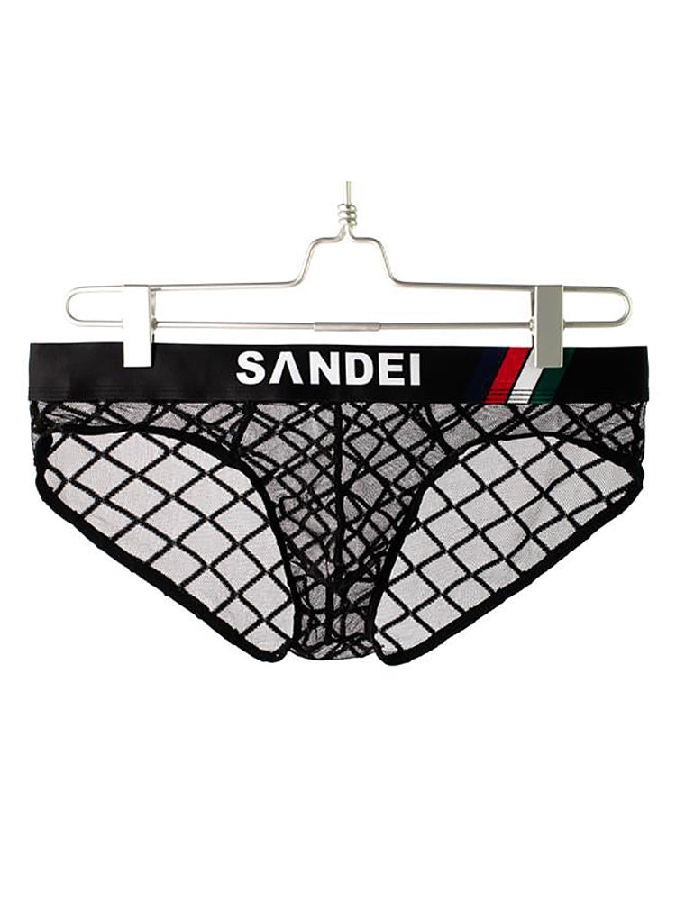 3 Pack Men's Low-Rise Lace Sexy Mesh Briefs And Thongs