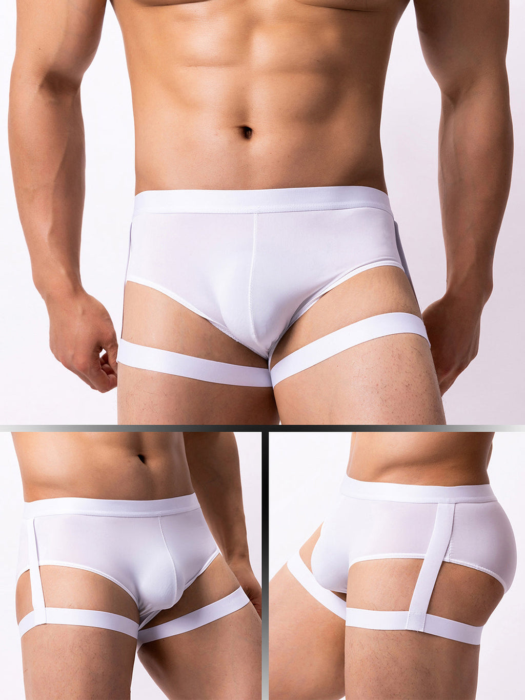Men’s Sexy Solid Color Suspender Briefs