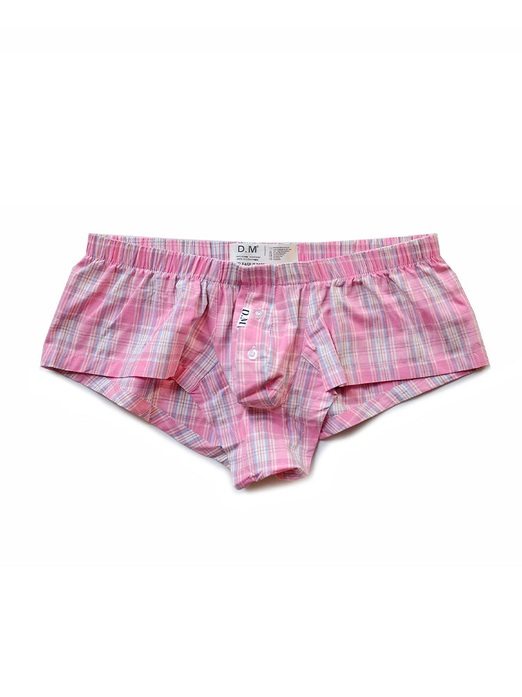 Mens Plaid Front Pouch Boxer Shorts