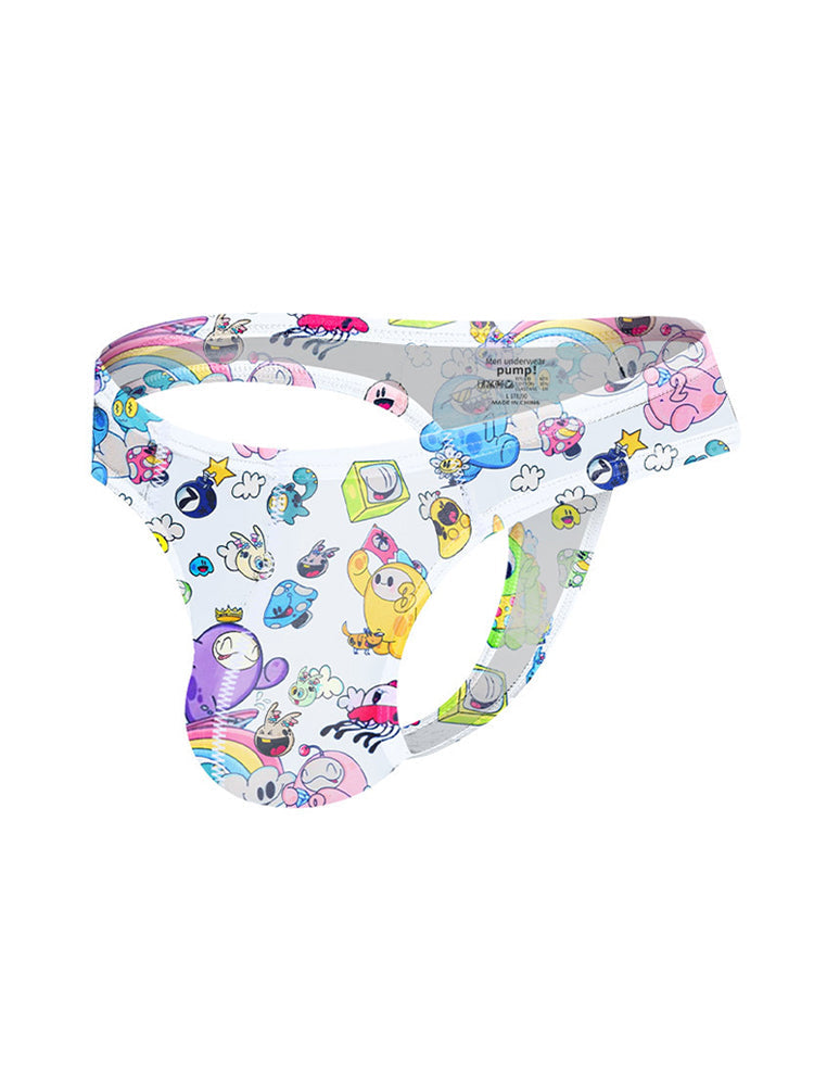 2 Pack Men's Low-Rise Sexy Print Thong