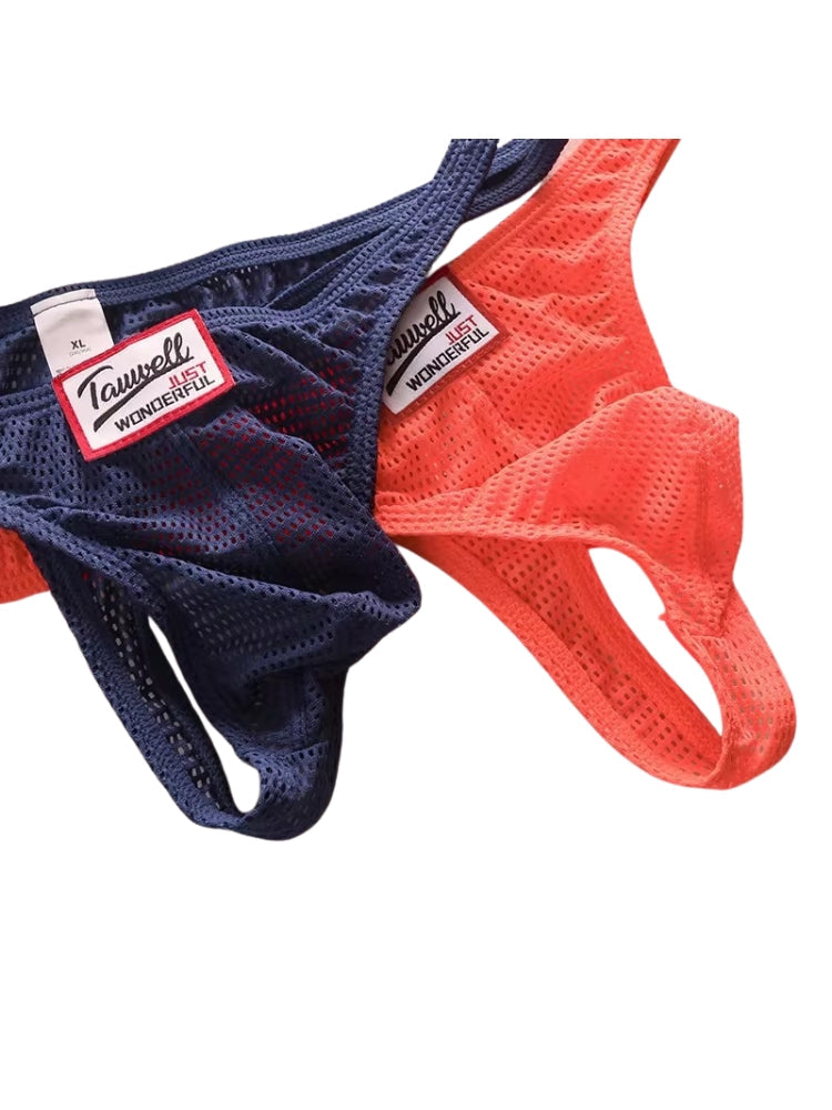 2 Pack Men's Sexy Breathable Mesh Thongs with High Stretch