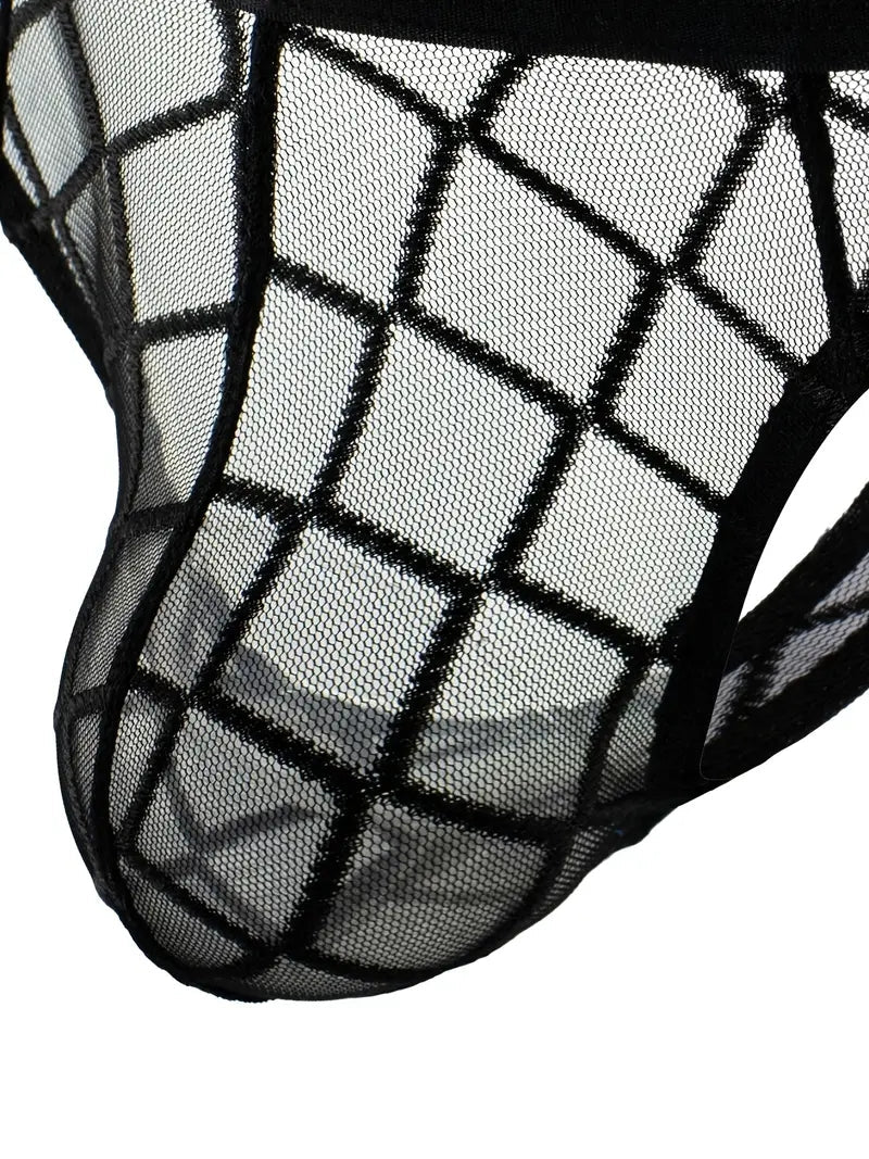 3 Pack Men's Low-Rise Lace Sexy Mesh Briefs And Thongs