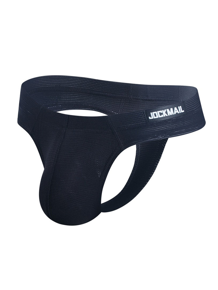 Men's Simple Breathable Mesh Pouch Thong & Strings