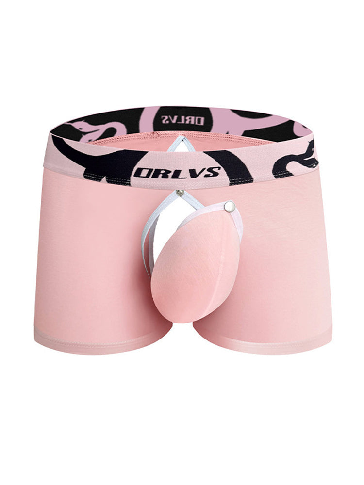 Men's Detachable Pouch Easy-Access Open Fly Modal Split-Crotch Boxers Briefs