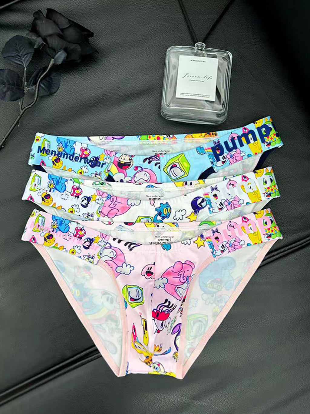 2 Pack Men's Cartoon High-Cut Breathable Bikini