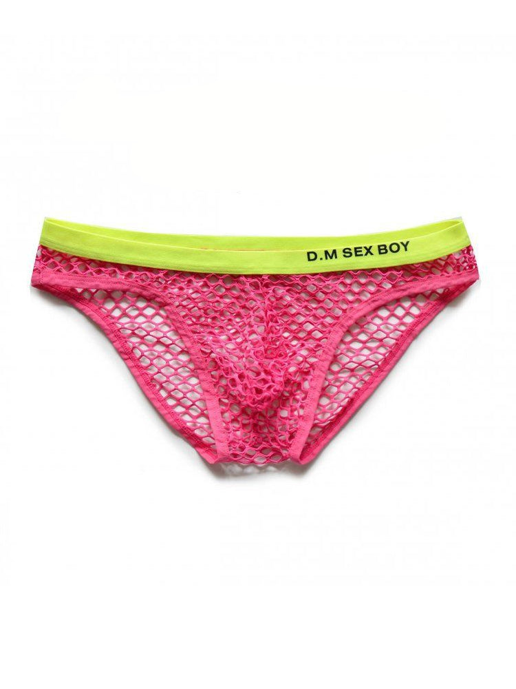 3 Pack Men's Low-Waist Sexy Big Mesh Breathable Transparent Sports Briefs