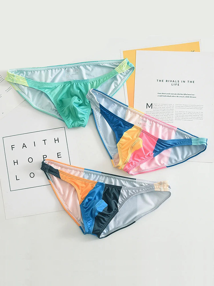 2 Pack Men's Low-Rise Color-Blocking Bikini