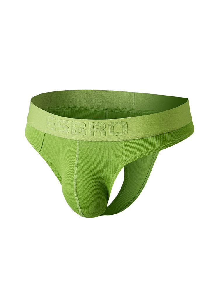 2 Pack Men's Ribbed Butt-Lifting U-Pouch Sexy Thong