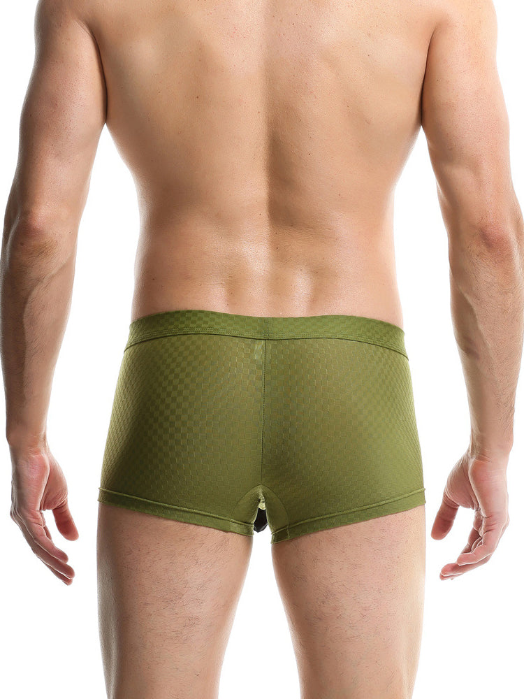 Men's Low-Rise Mesh Trunks – Breathable Nylon with 3D Pouch Support